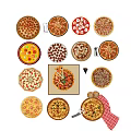 Assorted Freshly Baked Delicious Pizzas With Vegetables Pepperoni Cheese And Toppings