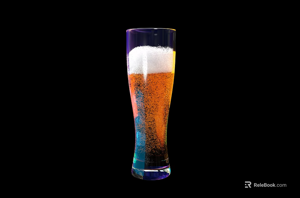 Sparkling Tall Glass Filled With Beer And Foam On Black Background 3d model 