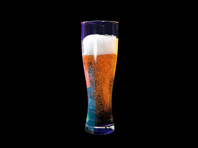 Sparkling Tall Glass Filled With Beer And Foam On Black Background 3d model