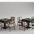 New Chinese Mahjong Table and Chair Mahjong Table Chess and Card Table Mahjong Machine Rattan Leisure Chair 3d model