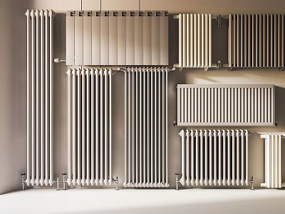 Various Wall Mounted Steel Radiators In Different Designs For Home Heating 3d model
