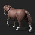 Realistic Brown Horse Sculpture With White Legs And Long Mane
