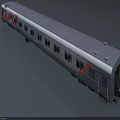 Silver Metallic Train Carriage with Red Stripe Multiple Windows and Modern Design 3d model