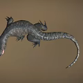 Three Detailed Lizard Models On Black Background With Shiny Reflections