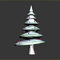 Green Layered Christmas Tree With White Snow And Colorful Ornaments For Home Decor