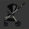Modern Black Baby Stroller With Brown Handle White Frame And Smooth Wheels