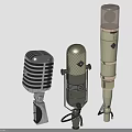 Three Different Style Microphones As Recording Equipment With Vintage Classic And Retro Designs