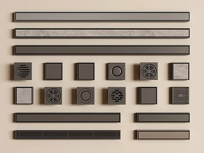 Different Shapes Of Drain Grates And Metal Strips For Home Improvement 3d model