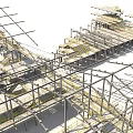 Construction Site Scaffolding Framework With Steel Bars And Grid Mesh Structures 3d model