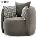 Light Gray Single Sofa With Chevron Pattern Linen Pillows And Modern Design 3d model