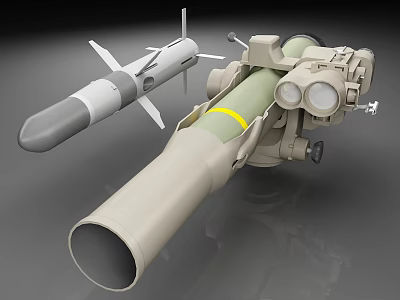 Military Missile and Launcher Weapon 3D Model with Tactical Design Features 3d model