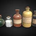 Medical Glass Bottles With Various Colors Shapes Cork Stoppers And Labels