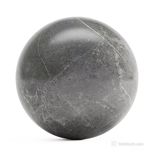Ground Decorative Sphere Made Of Gray Marble With Natural Texture And Crack Patterns 3d model 