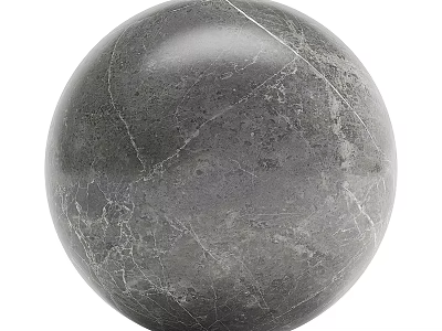 Ground Decorative Sphere Made Of Gray Marble With Natural Texture And Crack Patterns 3d model