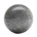 Ground Decorative Sphere Made Of Gray Marble With Natural Texture And Crack Patterns
