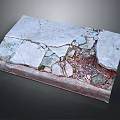 Broken Terrain Surface With Cracked Stone Slab Scattered Gravel And Loose Soil