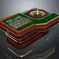 Casino Entertainment Table With Roulette Wheel Green Felt And Number Layout