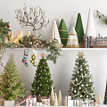 Commercial Christmas Decoration Display Equipment With Trees Socks Gifts And Festive Decorations