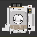 Silver Commercial Kitchen Appliance With Open Door Circular Interior And Control Panel 3d model