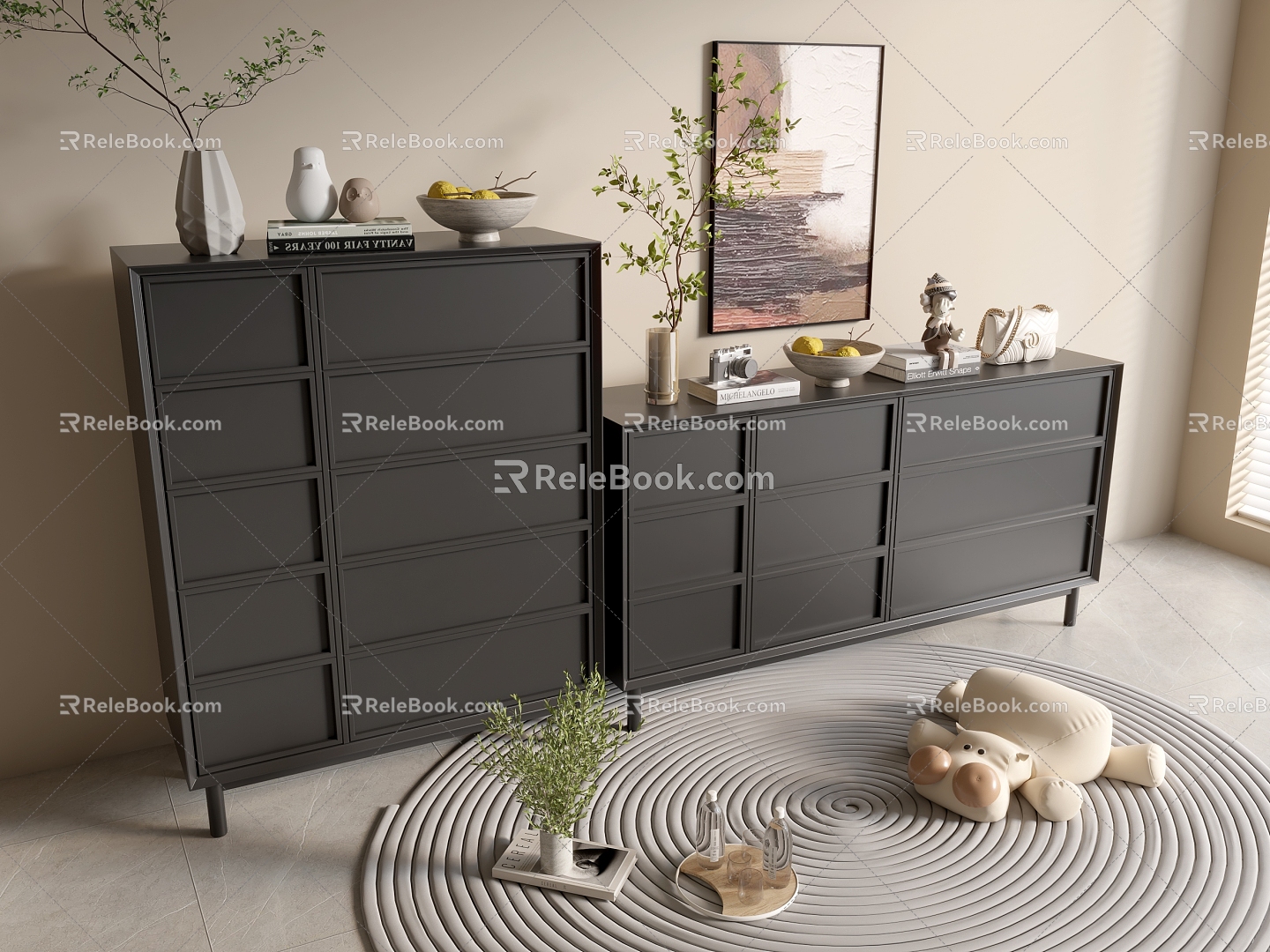 Modern Black Cabinet Whole Cabinet Sideboard Cabinet Balcony Cabinet Locker Entrance Cabinet Bucket Cabinet Side Cabinet Bookcase 3d model