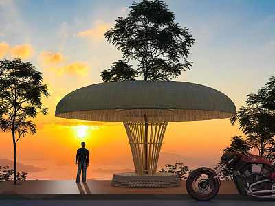 Bamboo Pavilion Observation Deck 3d model