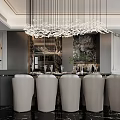Modern Elegant Living And Dining Room With Grey Sofa Chandelier And Marble Floor