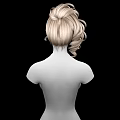 Game Film Character 3D Model with Blonde Curly High Ponytail White Torso and Black Background