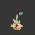 Decorative Guitar Shaped Silver Keychain With Love Pendant Fashion Accessory