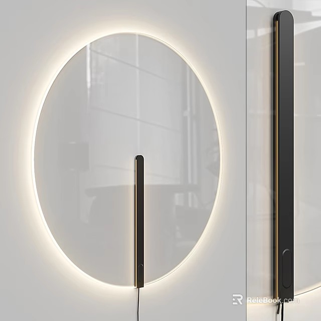 Modern Round Wall Light With Illuminated Edge And Sleek Surface Design 3d model 