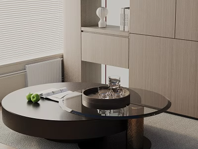 Modern Sofa And Coffee Table Set With Glass Top Metal Base And Decorative Items 3d model