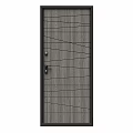 Modern Wooden Door Design With Black Frame Lock Handle And Wood Grain Texture