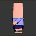 3D Cartoon Block Shaped Character Featuring Pink Head Blue Shirt And Red Eyes