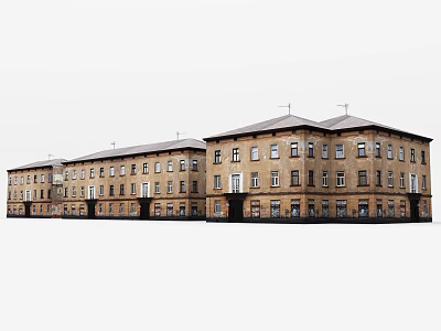 European Architecture Featuring Classical Design Symmetrical Facade Arched Windows And Tile Roof 3d model