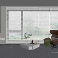 Light Filtering Venetian Blinds For Modern Living Room Interior With Cozy Seating And Fireplace