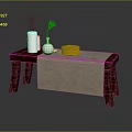 Delicious Layered Cake on Wooden Table with White Candle Vase and Red Rose Linen Tablecloth