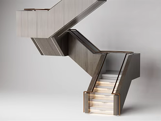modern stair railing corner stairs 3d model