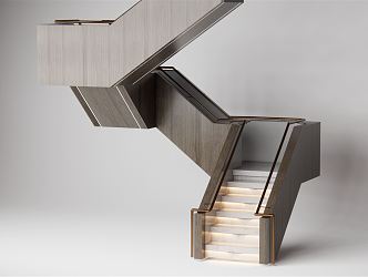 modern stair railing corner stairs 3d model