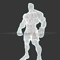 Muscular Man With Red Boxing Gloves Black Shorts And Sports Shoes Standing Against Gray Background