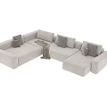 Cozy Beige Fabric L shaped Sectional Sofa With Soft Cushions And Throw Blanket