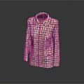 Stylish Tweed Jacket With Classic Collar And Multicolored Plaid Pattern Pockets For Daily Wear