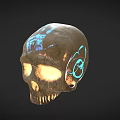 Medical Anatomical Skull Model With Blue Glowing Patterns For Education 3d model