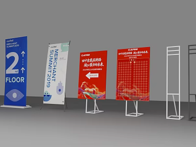 Colorful Display Stands For Promotional Schemes And Floor Direction Signs 3d model