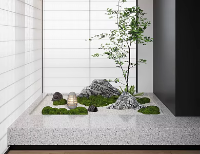 Modern interior landscape landscaping moss landscape sketch landscape stone 3d model