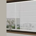 White Window Blinds With Vase On Windowsill And Outdoor View