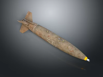 Old Military Bomb With Rusty Surface And Tail Fins Weapon Design 3d model