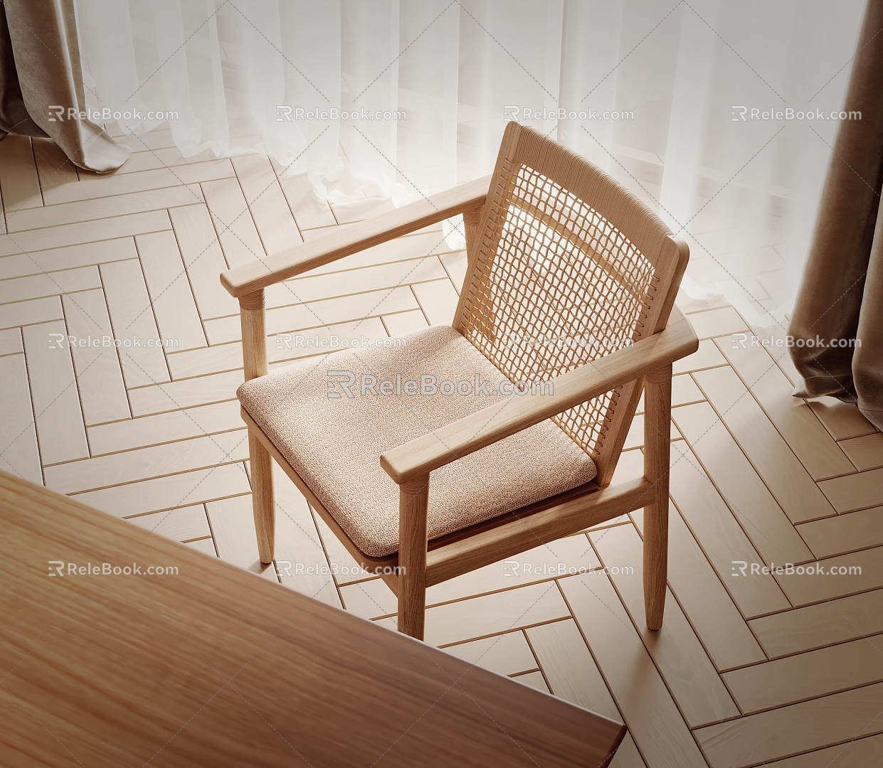 Nordic Rattan Leisure Chair 3d model