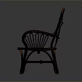 Classic Wicker Armchair With Black Frame Orange Accents And Curved Backrest