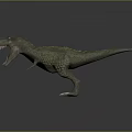 Realistic Green Textured T-Rex Dinosaur 3D Model With Open Mouth And Gray Background