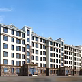 Modern Multi Story Residential Building Exterior With Large Windows And Balconies