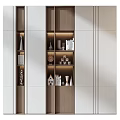 Modern Wooden And White Display Cabinet With Open Shelves Decorations Books LOVE Letters And Lighting